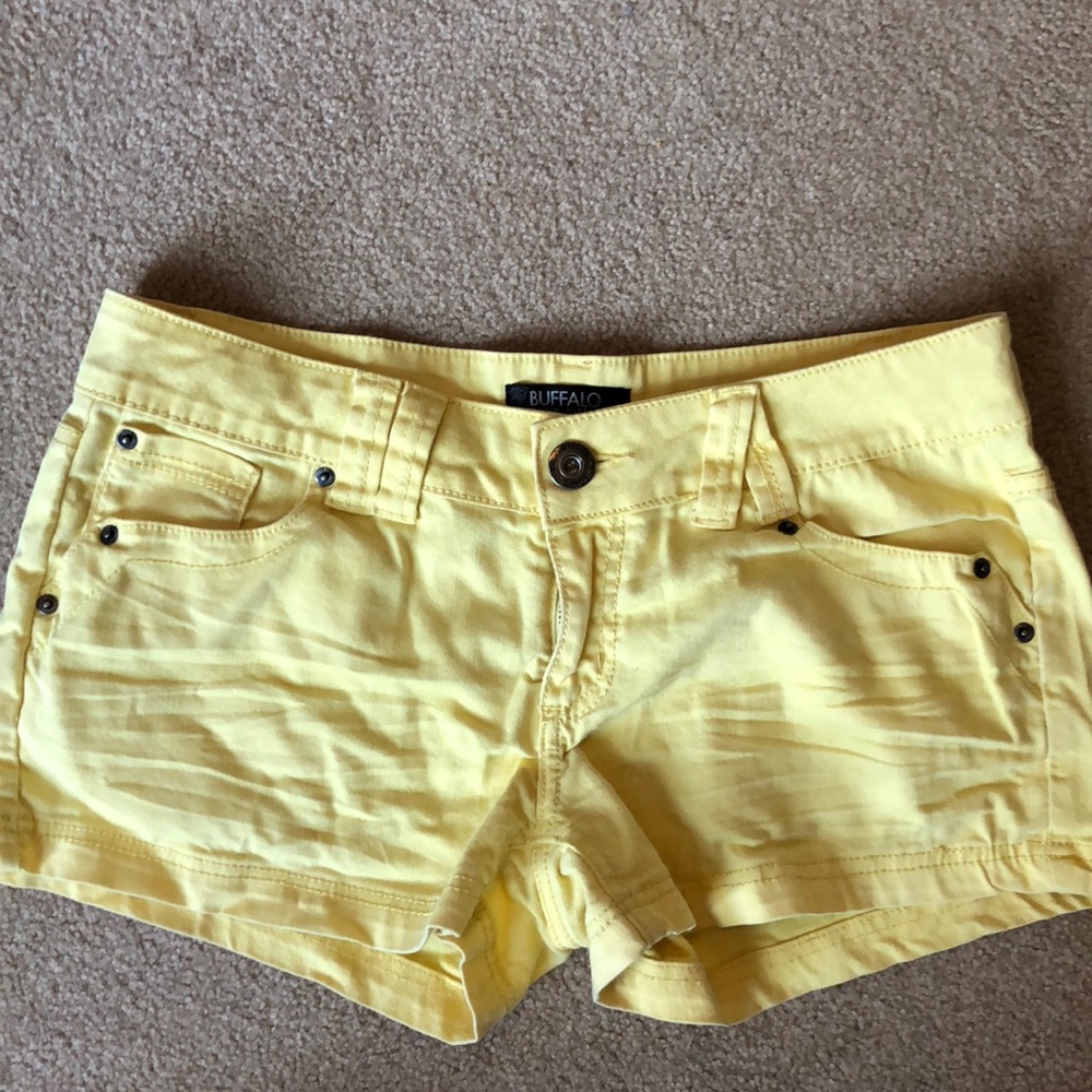 Yellow denim shorts